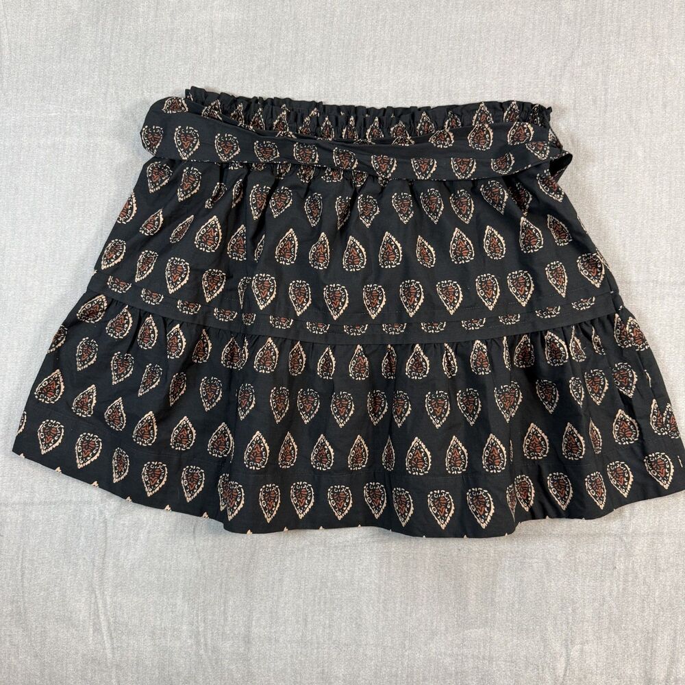 NWT Anthropologie The Somerset Mini Skirt Smocked Block Print Black Tan L Large - Picture 3 of 6